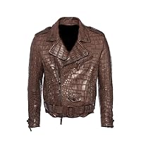Motorcycle leather Men's Jacket Artificial Alligator Skin Biker Jacket | Mens Crocodile Pattern PU Leather Pant