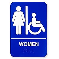 Braille Women Handicap Accessible Bathroom Sign | Women's Public Restroom or Washroom Sign | ADA Compliant Sign for Restaurant Use