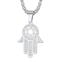 Suplight Hand of Fatima/Heart Oval Allah Necklace, 18K Gold Platium Plated Cubic Zirconia Hamsa Muslim Arabic Pendant Necklace Lucky Protection Jewellery for Women Girls