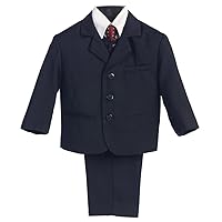5 Piece Navy Blue Pin-Striped Suit with Burgundy Tie