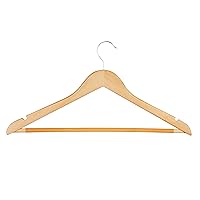 HNG-01334 Wood Hangers with Non-Slip Grooved Bar, 24-Pack, Maple