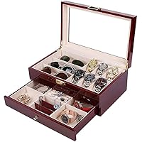 Watch Box 2 Layers Wooden Watches Box Jewelry Gift Box Sandalwood Paint Storage Glasses Box Cabinet Organizer Watch Organizer Collection