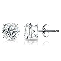 1/4 to 2 Carat Lab Grown Diamond Round Stud Earrings in 14k Gold (E-F, SI1-SI2, cttw), 4-Prong Basket Push Back by Diamond Wish
