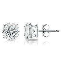 Platinumn 4-Prong Basket Round Men Diamond Stud Earrings (1/4-2 ct, White, SI2-I1) Push-Back