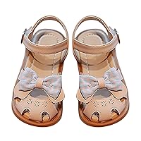 Girls Soft Closed Toe Princess Flat Toe Half Sandals with Bow Shoes Summer Sandals for Girls Size 2