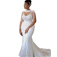 Mermaid Wedding Dress Sexy Lace Fringe Beach Wedding Dresses for Bride Sleeveless Cut Out Plus Size Train Ball Gowns