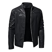 Men Leather Jacket Faux Leather Bomber Jackets For Men Vintage Stand Collar Motorcycle Biker Pu Jacket And Coat