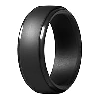Silicone Ring Men, Step Edge Rubber Wedding Band, 10mm Wide, 2.5mm Thick