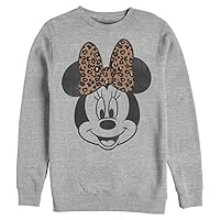 Disney Classic Mickey Modern Minnie Face Leopard Mens Pullover Crew Fleece