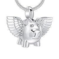 Cremation Jewelry Urn Necklace for Ashes, Flying Pig Memorial Pendant Made of 316L Stainless Steel, Keepsakes Locket Four Colors Can be Choose.