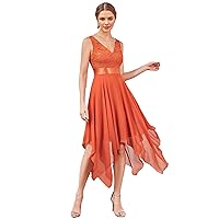 Ever-Pretty Women's Customized V Neck Embroidery High Low Bridesmaid Dress