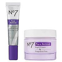 No7 Retinol Skincare Bundle - Includes Retinol Eye Cream (o.5 oz) and Retinol Night Repair Cream (1.69 fl oz) for Face - 2-Piece Retinol Skincare Set
