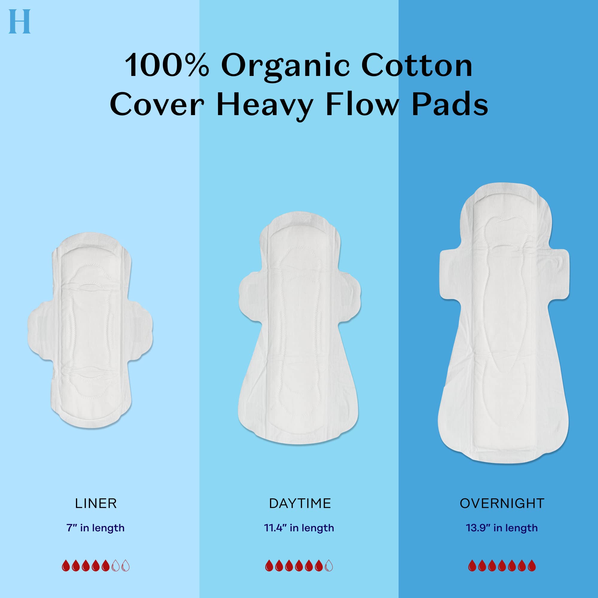 The Honey Pot Company - Overnight Heavy Flow Pads with Wings. Infused w/Essential Oils for Cooling Effect, Organic Cotton Cover, and Ultra-Absorbent Pulp Core. 20 ct.