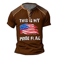 Flag Graphic Tees Mens Summer 4Th of July Henley Shirt Short Sleeve Button Down Shirts Classic Loose Clothes