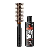Wild Willies Round Brush & Beard Conditioner Kit, The Better Brush & PROGRO - Round Hair Brush Perfect for Styling Hair or Beard - Softens, Hydrates, Strengthens, & Nourishes for Healthy Looking Beard