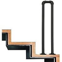 Industrial Stair Handrail Complete Kit, Anti-Skid Iron Stair Handrails, Arch Matte Black Stair Rail Wrought Iron Handrail/Black/75Cm-*1