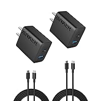 iPhone 15 Charger, Anker USB C Charger, 2-Pack 20W Dual Port USB Fast Wall Charger, USB C Charger Block for iPhone 15/15 Pro/15 Pro Max/iPad Pro/AirPods & More (2-Pack 5 ft USBC Cable Included)