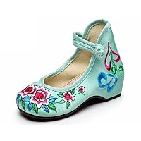 Girl's Embroidery Flat Ballet Shoes Kid's Cute Mary-Jane Dance Shoe Flat Sandal Shoe Rose Red