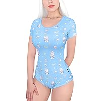 Littleforbig Cotton Romper Onesie Pajamas Bodysuit - Cutie Bunny in Space Onesie Blue