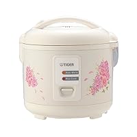 Tiger JAZ-A10U-FH 5.5-Cup (Uncooked) Rice Cooker and Warmer with Steam Basket, Floral White