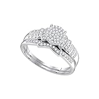 Sterling Silver Diamond Bridal Wedding Engagement Promise Ring Band Set 1/4 Ctw.