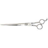 9.5-Inch Offset Grooming Shear, Professional Grooming Shear, Japanese Stainless Steel, Offset Handles, Mountain Rich Blades, Semi-Convex Edge, Free Zipper Case