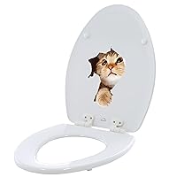 Bathroom Toilet seat Sticker Decal - Cat Break Out Breaking - Funny Fun Learning Educational