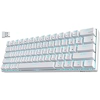 RK ROYAL KLUDGE RK61 Wireless 60% Triple Mode BT5.0/2.4G/USB-C Mechanical Keyboard, 61 Keys Wireless Mechanical Keyboard, Compact Gaming Keyboard with Software (Hot Swappable Red Switch, White)