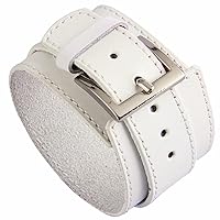 Black Brown White Leather Cuff Bracelet for Men Women Two Layers Adjustable Belt Buckle Wristband