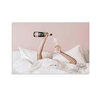 Art Posters Bed Champagne Poster Room Decor Posters Minimalist Decor Poster Decorative Painting Canvas Wall Art Living Room Posters Bedroom Painting 24x36inch(60x90cm)