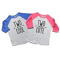 Twin Boy or Girl Second Birthday Raglan Shirts Two Cool Two Cute Toddler Twins 2nd Bday 2