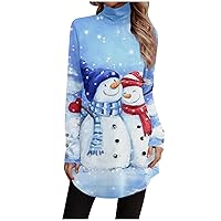 Fall Tops For Women Christmas Turtle Neck Long Sleeve Western Shirts Holiday Casual Work Oversized Sweatshirt