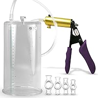 LeLuv Ultima Penis Pump - Purple Silicone Grips, Clear Hose, 4 Constriction Rings - 9