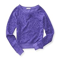 AEROPOSTALE Womens Floral Print Knit Sweater, Purple, X-Large
