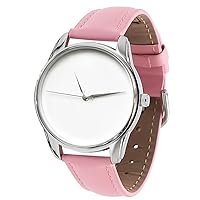 Minimal Pink Watch, Quartz Analog Watch with Leather Band