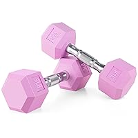Portzon Weights Dumbbells Pink Colors Compatible with Set of 2 Neoprene/Rubber Dumbbells,1-15 LB, Anti-Slip, Anti-roll, Hex Shape