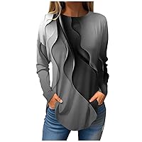 Women's Blouses Dressy Casual Gradient Long Sleeve Shirt Sexy Loose Fit T-Shirts Going Out Tops Teen Girl Clothes