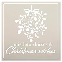 Mistletoe Kisses Christmas Wishes Stencil by StudioR12 | DIY Holiday Home Decor Gift | Craft & Paint Wood Sign | Reusable Mylar Template | Select Size (15 inches x 15 inches)