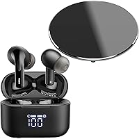 TOZO T20 Wireless Earbuds Bluetooth Headphones 48.5 Hrs Playtime with LED Digital Display, IPX8 Waterproof W3 Wireless Charger, 10W Qi-Certified Fast Charging Pad