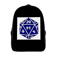 D20 Dice Laptop Backpack with Multi-Pockets Waterproof Carry On Backpack for Work Shopping Unisex 16 Inch