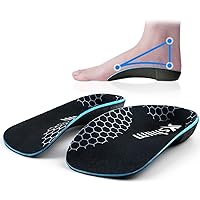 3/4 Orthotic Insoles, Shoe Inserts for Plantar Fasciitis Relief, High Arch Support Inserts for Flat Feet, Over-Pronation and Heel Pain (Large(Men's 9-11 / Women's 10-12))