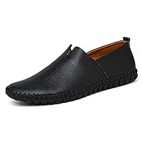 Men's Leather Espadrille Slip-On Plain Toe Casual Dress Loafer Shoes