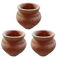 Clay Mud Pots for Kheer Curd (500 ml, Set of 3) - Real Mitti Kalash Mini Matka