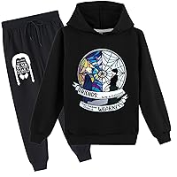 Kids Wednesday Addams Hoodie Sweatshirts and Jogger Pants Set,Novelty Long Sleeve Tops Casual Hooded Outfits for Girls