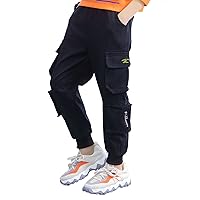 Kids Boys Fashion Cargo Jogger Pants with Pockets Street Hip Hop Dance Trousers Athletic Sports Bottoms Activewear