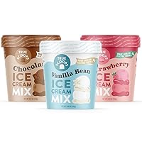 True Scoops 3-Pack Variety Ice Cream Mix - Vanilla Bean, Chocolate, Strawberry. Add One Ingredient - Half & Half! Makes 1 Pint of Ice Cream With an Electric Mixer. Gluten-Free, Peanut-Free, Kosher.