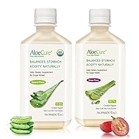 AloeCure Organic Aloe Vera Juice - 2 Bottle Sample Pack - Grape & Natural Flavor, 2x500ml