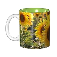 Sunflowers Field Print Ceramic Coffee Mugs Tea Cup 11.5 Oz Handmade Cup Camper Mug For Men Women