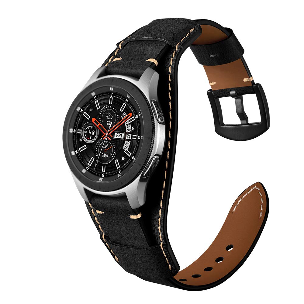 Balerion Cuff Genuine Leather Watch band,Compatible with Samsung Galaxy Watch 3 45mm, Galaxy Watch 46mm,Gear S3,Fossil Q Explorist,other Standard 22mm Lug Width Watch