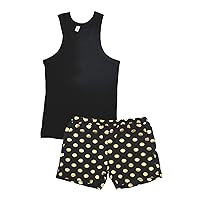 Petitebella Plain Black Cotton Vest Gold Polka Dots Short Set 1-8y